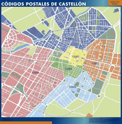 Castellon códigos postales enmarcado plastificado