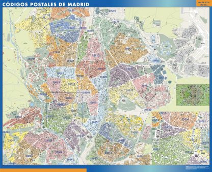 Madrid códigos postales enmarcado plastificado