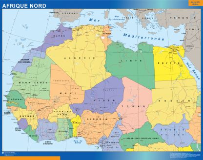 Mapa Africa Norte enmarcado plastificado