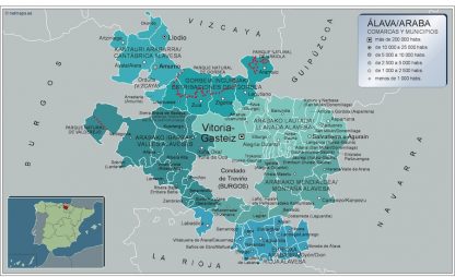 Mapa Alava por municipios enmarcado plastificado