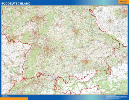 Mapa Alemania sur carreteras enmarcado plastificado