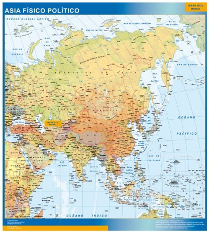 Mapa Asia enmarcado plastificado