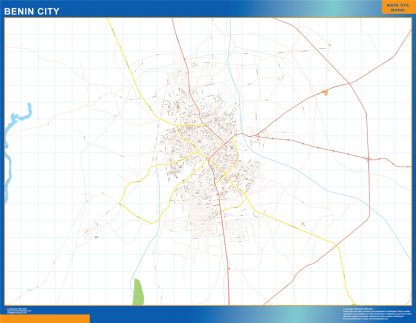 Mapa Benin City en Nigeria enmarcado plastificado