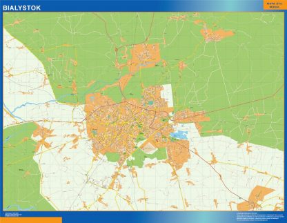 Mapa Bialystok Polonia enmarcado plastificado