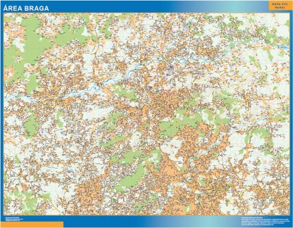 Mapa Braga área urbana enmarcado plastificado