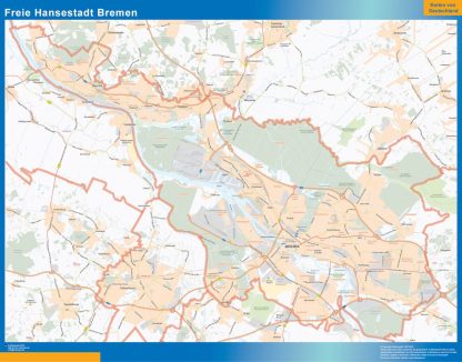 Mapa Bremen enmarcado plastificado