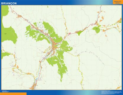 Mapa Briancon en Francia enmarcado plastificado