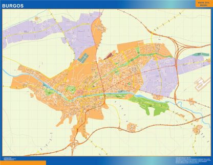 Mapa Burgos callejero enmarcado plastificado