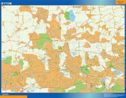 Mapa Bytom Polonia enmarcado plastificado