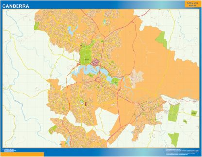 Mapa Canberra Australia enmarcado plastificado