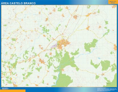 Mapa Castelo Branco área urbana enmarcado plastificado