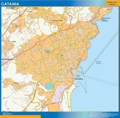 Mapa Catania enmarcado plastificado