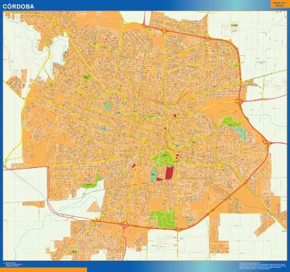 Mapa Cordoba en Argentina enmarcado plastificado