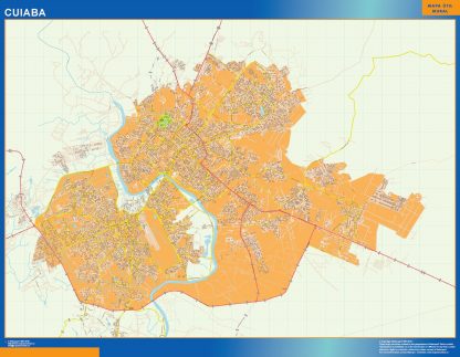 Mapa Cuiaba Brasil enmarcado plastificado