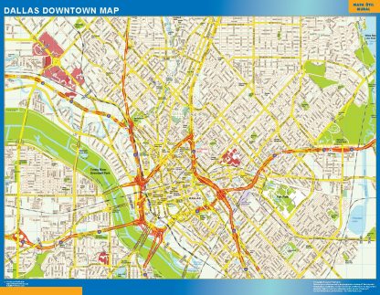 Mapa Dallas downtown enmarcado plastificado