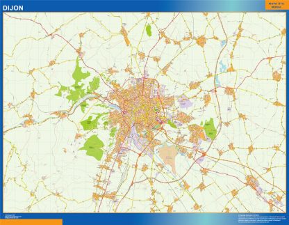 Mapa Dijon en Francia enmarcado plastificado