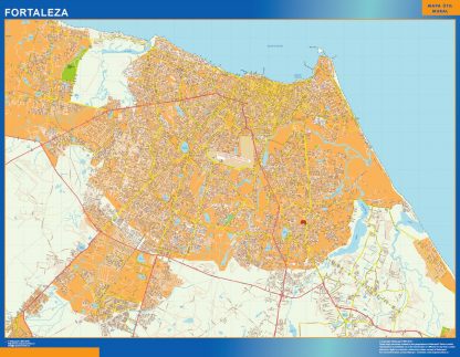 Mapa Fortaleza Brasil enmarcado plastificado