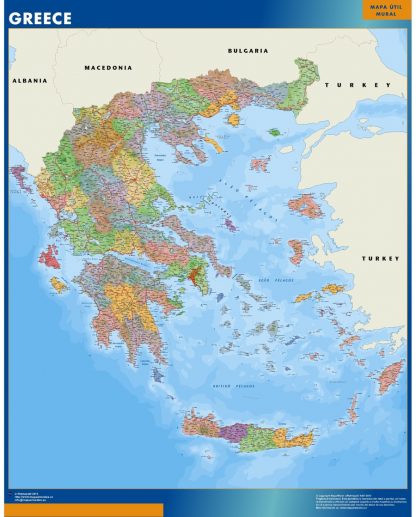 Mapa Grecia enmarcado plastificado