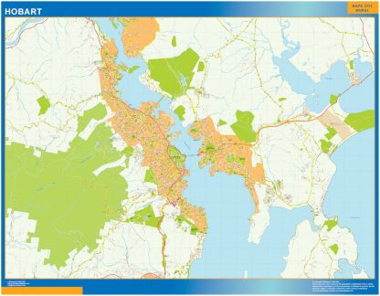 Mapa Hobart Australia enmarcado plastificado