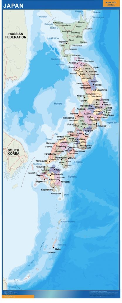 Mapa Japon enmarcado plastificado