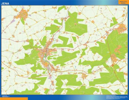 Mapa Jena en Alemania enmarcado plastificado