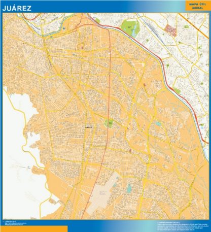 Mapa Juarez Centro en Mexico enmarcado plastificado