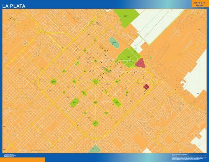 Mapa La Plata en Argentina enmarcado plastificado