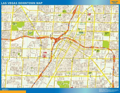 Mapa Las Vegas downtown enmarcado plastificado