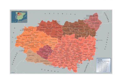 Mapa Leon por municipios enmarcado plastificado