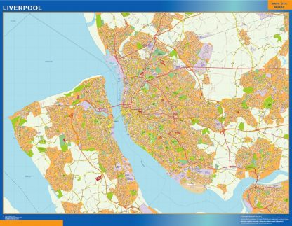 Mapa Liverpool enmarcado plastificado