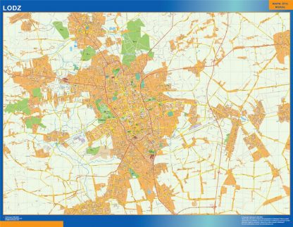 Mapa Lodz Polonia enmarcado plastificado