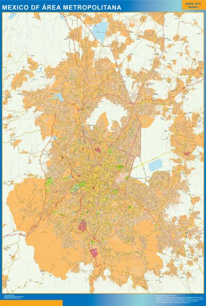 Mapa Mexico Area en Mexico enmarcado plastificado