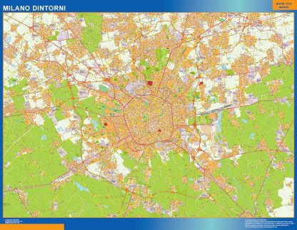 Mapa Milano Dintorni enmarcado plastificado