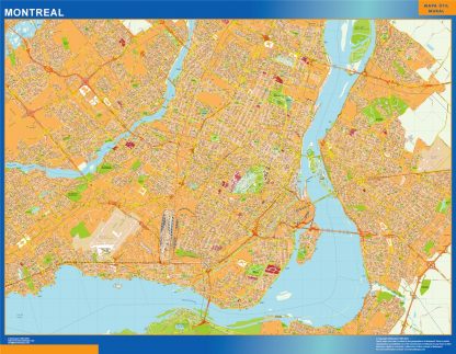 Mapa Montreal en Canada enmarcado plastificado