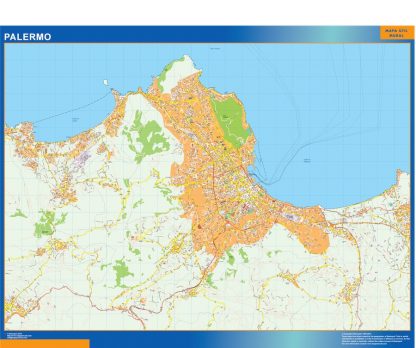 Mapa Palermo enmarcado plastificado