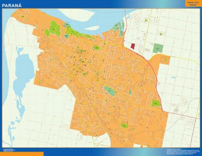 Mapa Parana en Argentina enmarcado plastificado