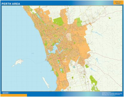 Mapa Perth Area Australia enmarcado plastificado