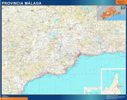 Mapa Provincia Malaga enmarcado plastificado