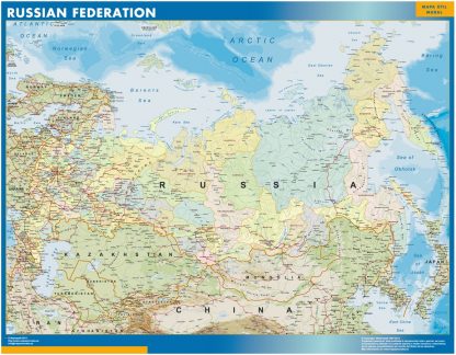 Mapa Rusia enmarcado plastificado