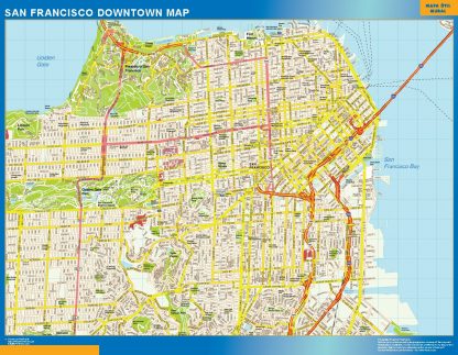 Mapa San Francisco downtown enmarcado plastificado