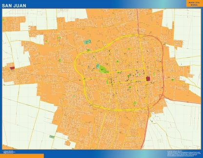 Mapa San Juan en Argentina enmarcado plastificado