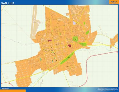 Mapa San Luis en Argentina enmarcado plastificado