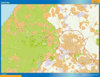 Mapa Sintra en Portugal enmarcado plastificado