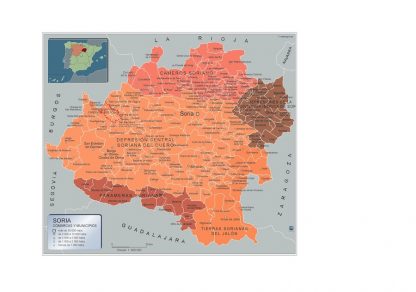 Mapa Soria por municipios enmarcado plastificado