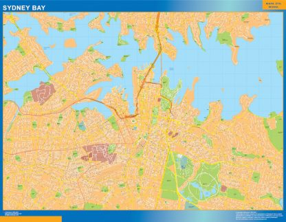 Mapa Sydney Bay Australia enmarcado plastificado