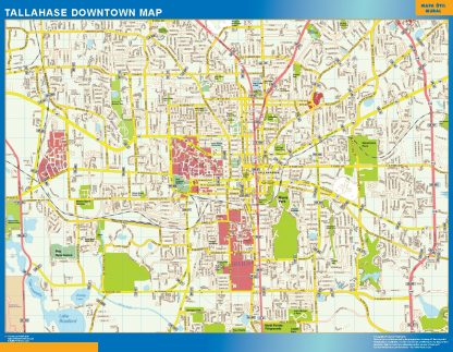 Mapa Tallahase downtown enmarcado plastificado