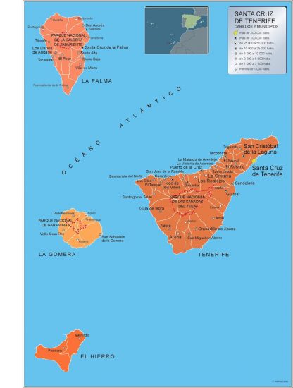 Mapa Tenerife por municipios enmarcado plastificado