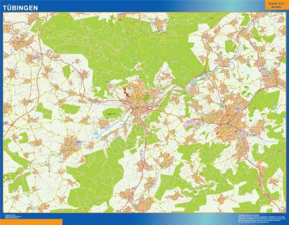 Mapa Tubingen en Alemania enmarcado plastificado