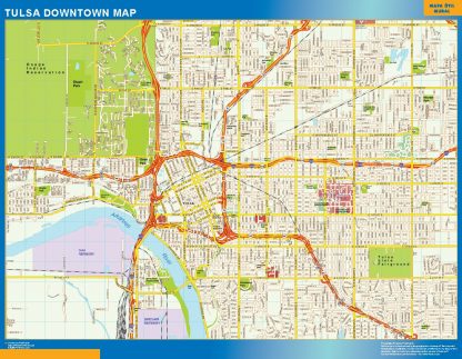 Mapa Tulsa downtown enmarcado plastificado