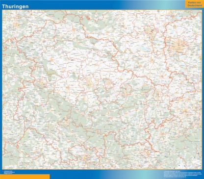 Mapa Turingia enmarcado plastificado